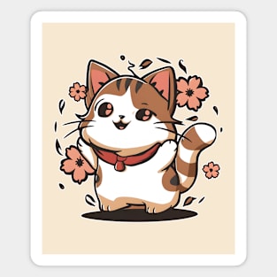 Carefree Kawaii Cat Magnet